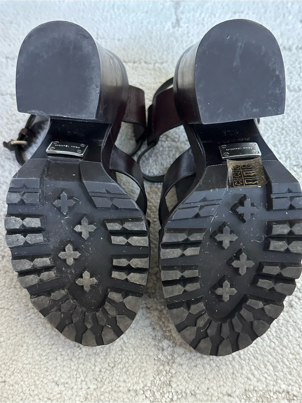 Michael Kors Women's Dark Brown Leather Strappy Sandals Sz 6.5/ 37